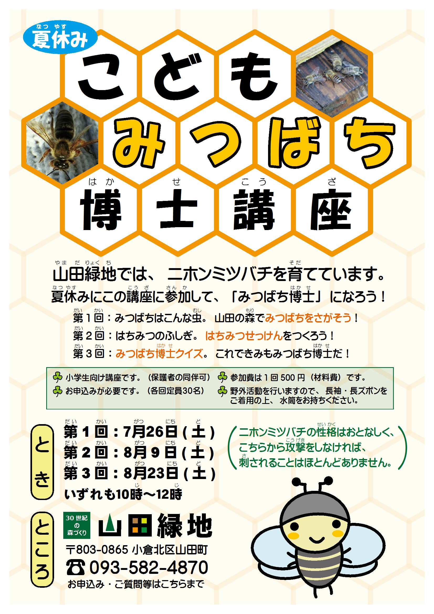 こどもみつばち博士講座ﾁﾗｼ 140604 - 7月26日（土）～こどもみつばち博士講座＜終了しました＞